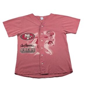 Vintage 90s Ultimate Sports Wear Shirt Jersey L Fade Red San Francisco 49ers